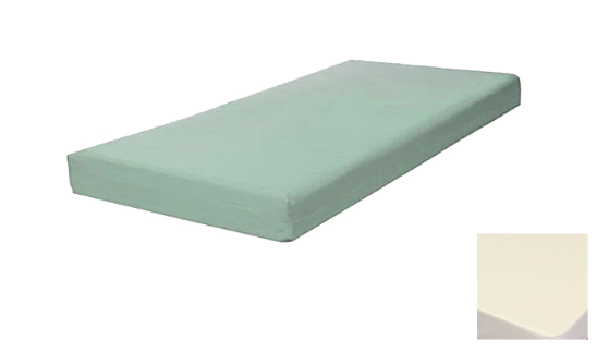 Vinyl covered foam core mattresses about five inches thick